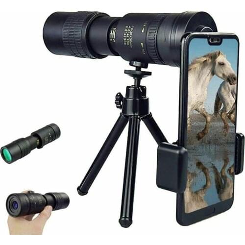 Monocular Telescope Super Telephoto for Phone Zoom 10-300X40mm Tripod Clip Night Vision Portable 4K for Beach Travel Scenery