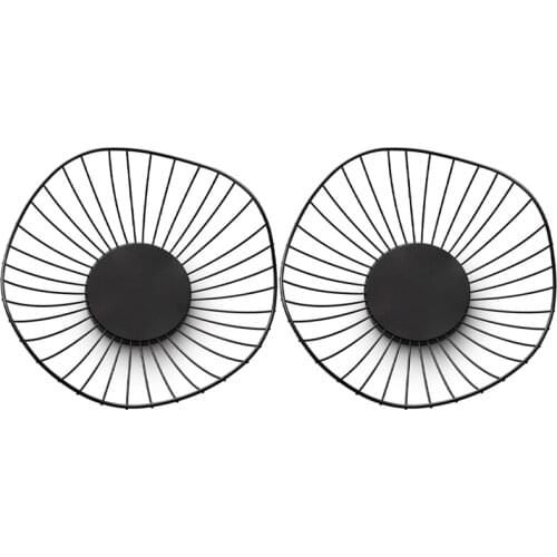 Fruit Basket Bowl 2 Piece Set, Suitable for Kitchen Counter, Party Catering and Bread Storage, Black