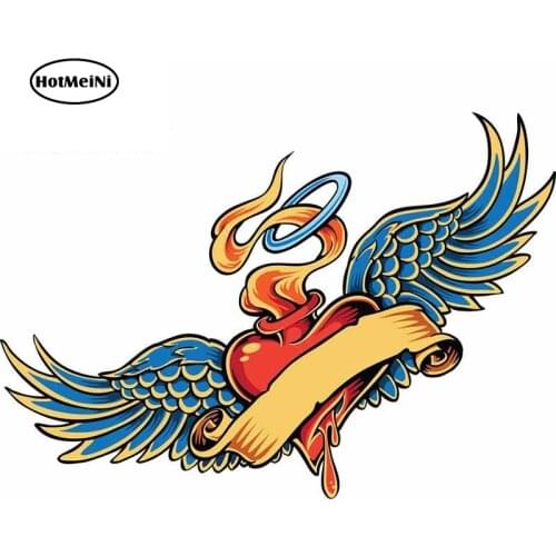 HotMeiNi 13cm x 9.1cm For Flaming Heart Tattoo Car Sticker Suitable For Any Flat And Smooth Clean Surface Motorcycle 3D Decal