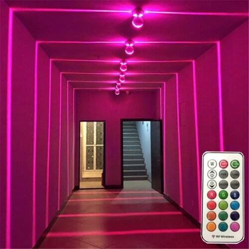 360 Degree KTV Bar Line Ray Wall Spotlight Lamps 10W RGB Window Sill Lamp 7 Color Hotel Corridor Door Frame Wall Lamp