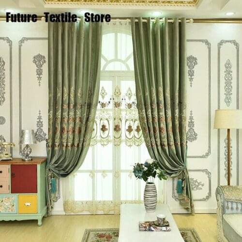 2021 The New Simple European-style Velvet Embroidered Curtains Are Fresh and Beautiful Curtains for Living Dining Room Bedroom