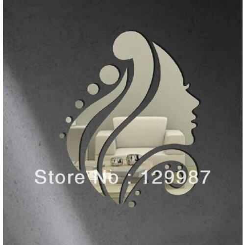 New arrive Removeable 3D female wal mirror sticker ,vinyle decal&murals for home wall decoration