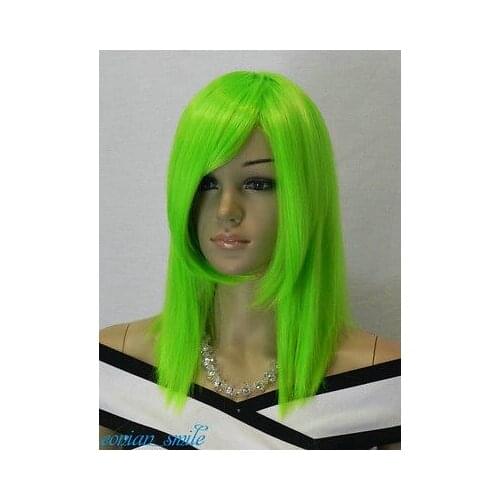Fashion Bright green Straight Short Cosplay women Wig with free hairnet #SS51 26% discount (B0509)