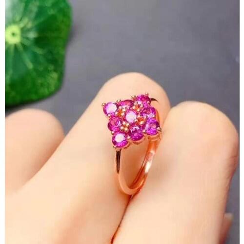 Natural gemstone Pakistan natural Garnet Ring 925 silver 3mm