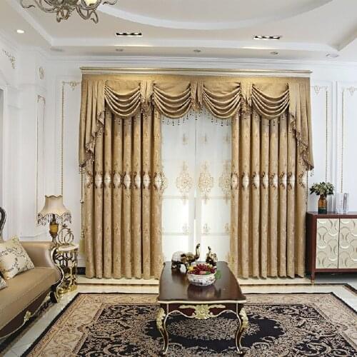 Luxury Splendid Years Lightning Pattern Base Embroidered Curtains for Living Room Bedroom Blackout Curtains Valance Custom