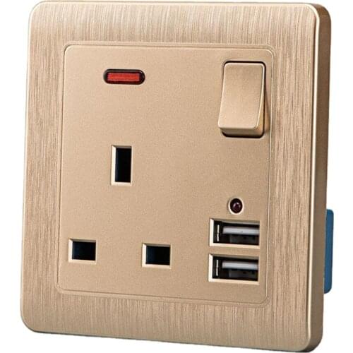 Wall Socket UK Plug with 2 USB Charging Charger Port Outlets Plate 13A