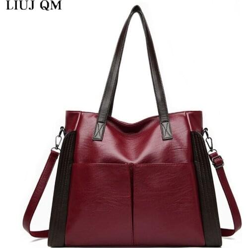 LIUJ QM Large Capacity Leather Texture Soft Leather Big Bag Women 2021 Trendy Simple Handbag Wild Single Shoulder Messenger Bag