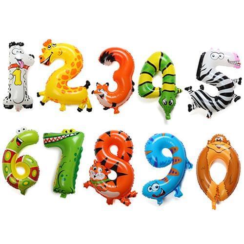 Animal Number Foil Balloons Kids Party Birthday Wedding Décor Ballon Kids Educational Toys for Children Gift