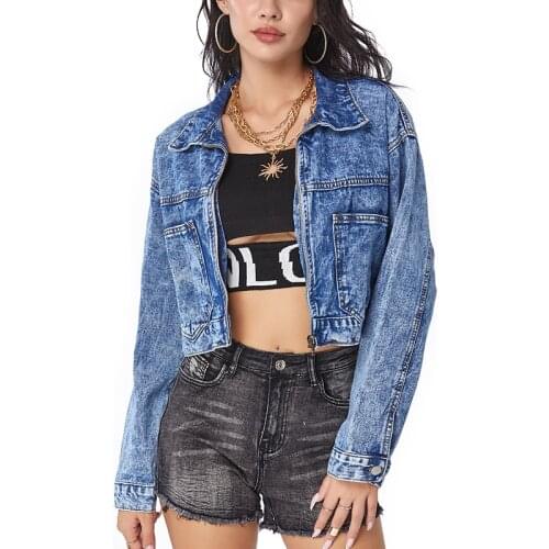 Womens cropped jeans jacket denim fringed womens spring and autumn short coat retro casual jacket woman 2021 streetwear coat
