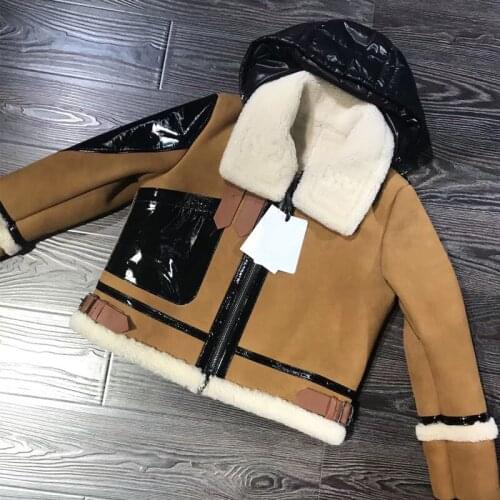 Fur lamb ladies women suede jacket