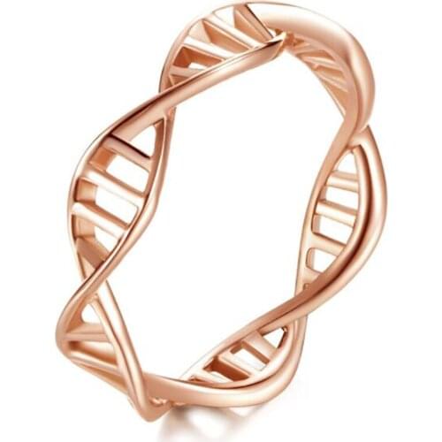 Stainless Steel Rose Gold DNA Double Helix Rope Women Ring Minimalism Ladies DeoxyriboNucleic Acid Rings Gift For Him