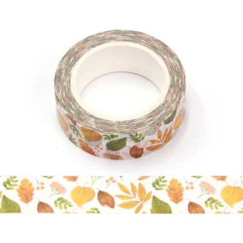 1PC 15mm*10m Thanksgiving nuts Yellow Green Leaves Be Thankful Masking Decorative Tapes masking tape scrapbooking designer mask