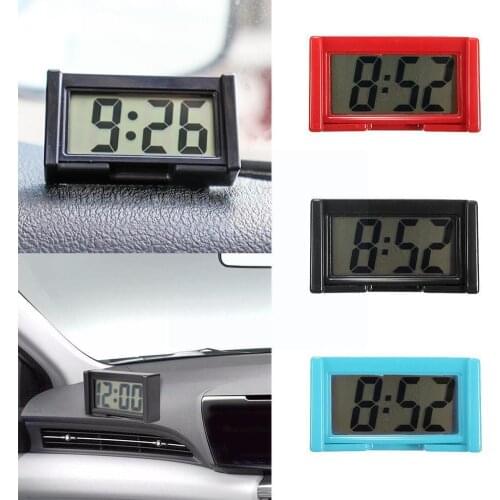 Simple 1pc Mini LCD Screen Digital Clock Car Dashboard Supplies Home Clock Time Clocks Study Desk Red/Purple/Blue Color X2C2