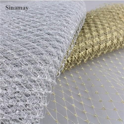 10Yards/lot Gold Birdcage Veils 23CM Width Russian Veiling Women Fascinator DIY Hair Accessories Netting Wedding Veil Fabric