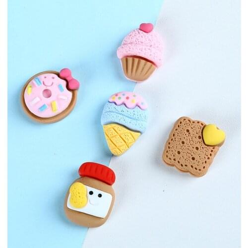20Pcs Cute Ice Cream Milk Bottle Biscuits Flatback Cabochons For Headwear Shoes Clothes DIY Scrapbooking Decoration Accessories