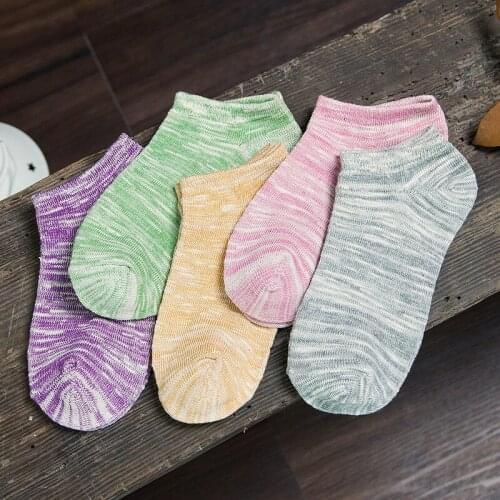 5 Pair/package knitting colorful cotton socks of women sport casual socks Invisible ankle socks boat socks sox the size 35-39