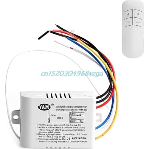 Switch Wireless Remote Control Switch 3 Channel ON/OFF Lamp Receiver Transmitter 803 #H028