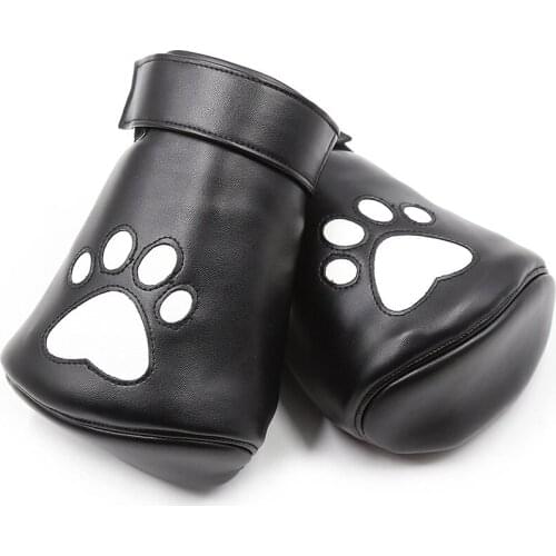 Sex Bondage Fetish PU Leather Gloves Dog Paw Palm Sensory Deprivation Padded Fist Mitts BDSM Sex Toys For Couple Erotic Toys