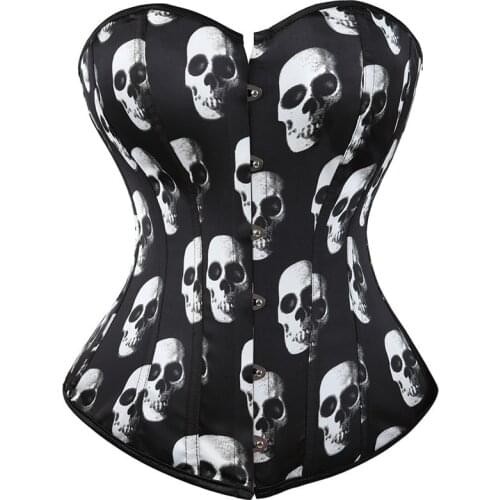 Bustiers & corsets skull lingerie plus size burlesque costumes fashion vintage style Sexy corset overbust plus size black 6XL