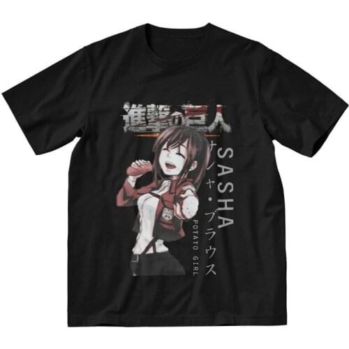 Sasha Braus Shingeki No Kyojin T Shirt Men Short Sleeve 100% Cotton T-shirt Anime Manga Attack On Titan Tee Harajuku Tshirt Gift
