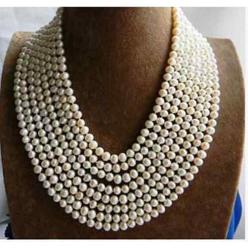 Classic 7-8.mm round south sea white pearl necklace 100inch