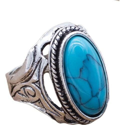 Vintage Stone Rings Fashion Jewelry 2018 Silver Plated Wedding Anniversary Finger Couple Rings For Women Gift