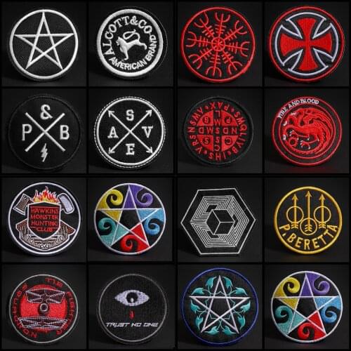 Punk style Round Tai Chi Music CD Geometry Hexagon Patches Sew Applique Cute for Clothes Iron On DIY Apparel Accessory