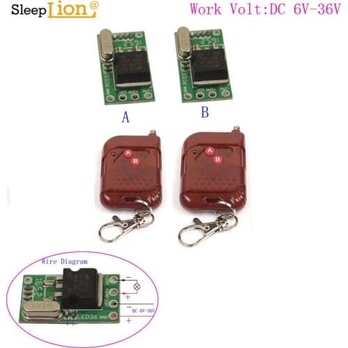 Sleeplion 6V-36V Micro Remote Switch Relay Small Transmitter Receiver Module Relay Wide Rang Voltage DC 9V 12V 24V 36V 315MHz