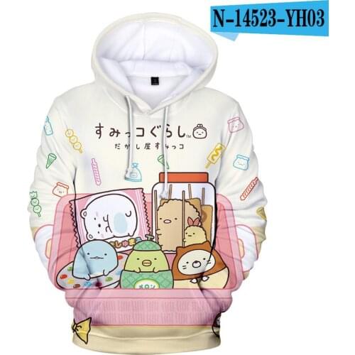 Fashion Anime Sumikkogurashi 3D Printed Hoodies Sweatshirts Boys/girls Adult/child Long Sleeve Hoodies Sumikko Gurashi Pullovers