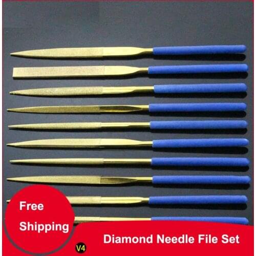 10Pcs Diamond Needle File Set Flat Plate Small Contusion Round Triangle File Assorted Carborundum File Craft Tool