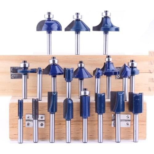 20PCS High Quality 1/4 6.35mm Shank Tungsten Carbide Router Bit Set Wood Woodworking Cutter Trimming Knife Forming Milling