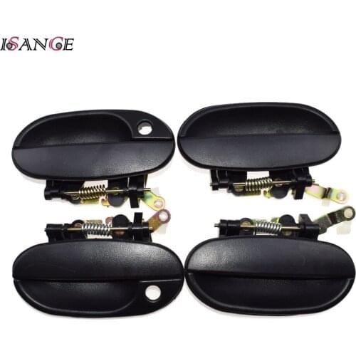 ISANCE 4PCS Outside Door Handle FL FR RL RR Black For Hyundai Accent 1995 1996 1997 1998 1999 OEM# 82660-22000 / 83650-22000