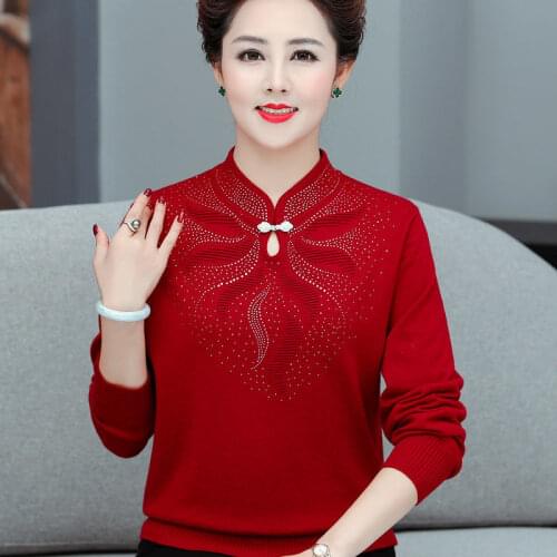 2020 New Middle-aged Womens Spring Autumn Sweaters Pullovers Plus Size 5XL Thickened Warm winter Sweater Coat Mother Tops A499