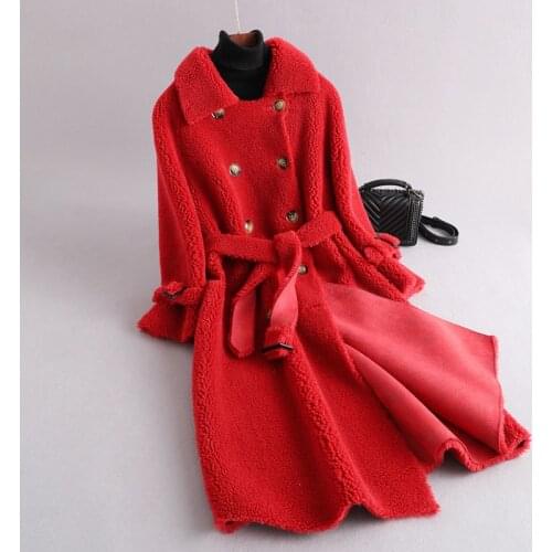 Real Natural Fur Coat Winter Jacket for Women Clothes Korean Thick Warm Long Womens Fur Coat Suede Lining LW255077