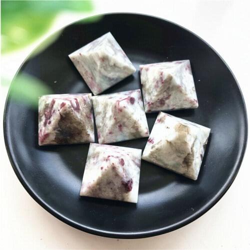 Natural Red Tourmaline Pyramid Crystal Energy Point Meditation Wand Decoration Natural Stones and Minerals