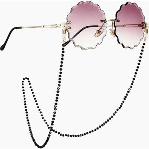 70cm Glasses Chain Simple Sunglasses Non-slip Metal Fashion Black Pearl Crystal Eyewears for Women Reading Neck Mask Strap Rope