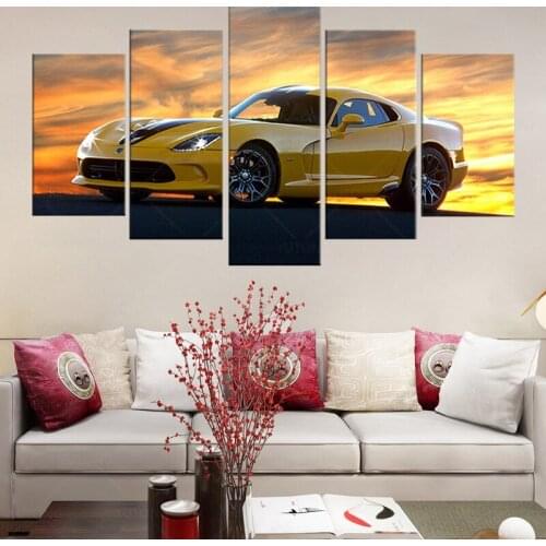Canvas 5piece Painting Hd Printed Home Decoration Dodge SRT Viper Supercar Pictures Car Poster Wall Art For Living Room Artwork