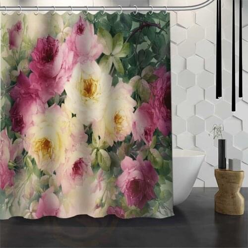 New Arrival Custom Romantic Roses Shower Curtain Modern Design Bathroom Decor Waterproof Polyester Fabric Printing Bath Curtain