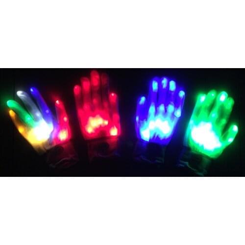 Christmas Colorful Fluorescent Gloves Rainbow Glowing Finger Light LED Glove Toy Gift