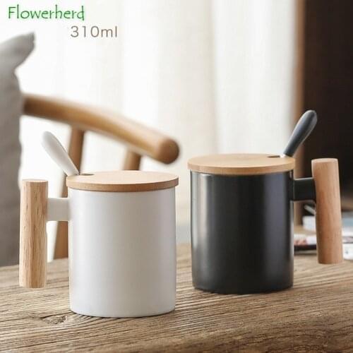 Nordic Mug Ceramic Porcelain Coffee Mug Teaware Mugs Coffee Cups Coffee Cups Creative Water Mug Wooden Handle Drinkware