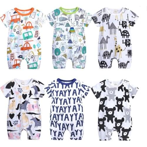 Unisex Baby Boys Girls One-Piece Rompers Summer New Short Sleeve Infant Clothing Cotton Breathable Kids Jumpsuit Shortalls