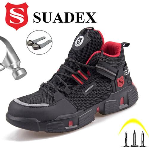 SUADEX Shoes Men Work Safety Boots Steel Toe Cap Sneakers For Male Women Lightweight Anti-smashing Indestructible Shoes EUR Size