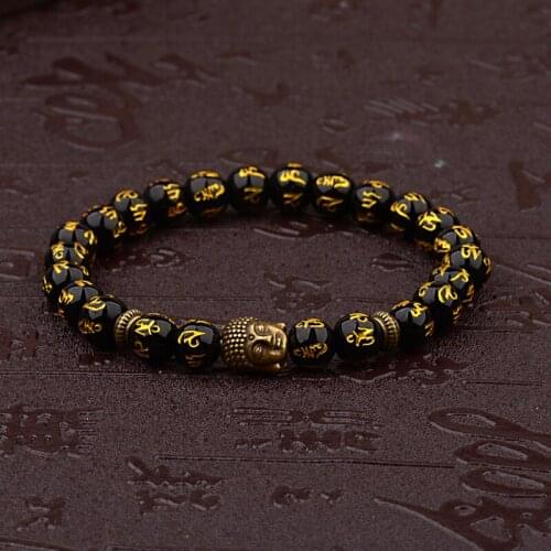 Womens Retro Tibetan Black Beads Carve Mantra Om Mani Amulet Bracelet Men Vintage Buddhist Meditation Jewelry AB285 jewelry