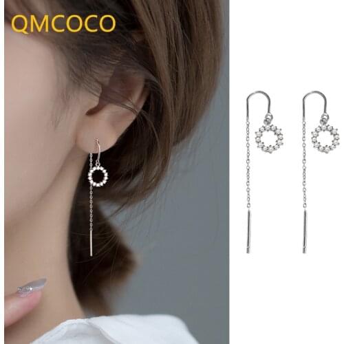 QMCOCO 925 Silver Earring Woman Korean Fashion Zircon Personality Design U-shape Earrings Eardrop For Woman Gilr Party Gifts
