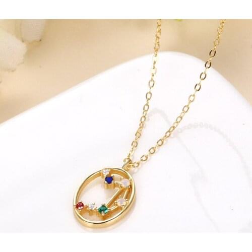 Morivovog 925 Sterling Silver Twelve Constellations Necklace for Women Colorful Spain Creative Necklace Luxury Birthday Jewelry