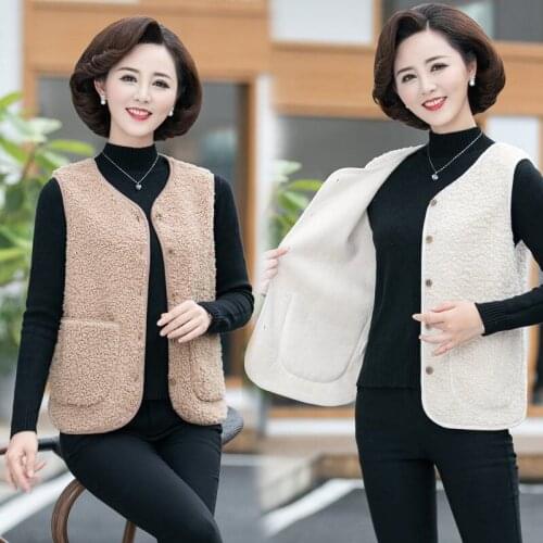 Mothers Vest 2020 New Imitate Lamb Wool Waistcoat Middle-aged Ladies Spring and Autumn Short Casual Sleeveless Jacket 4XL k1277