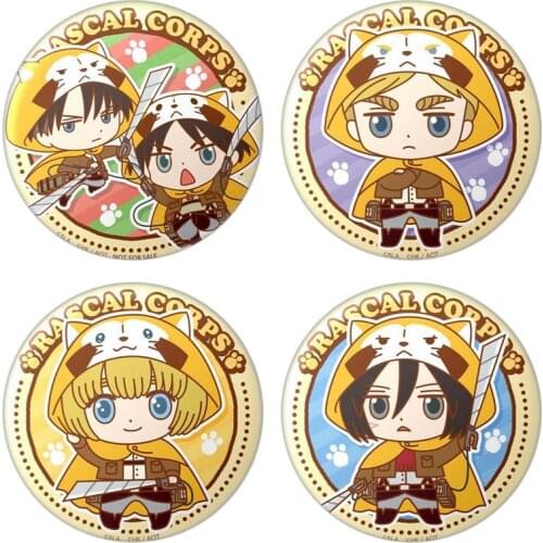 1Pc Attack on Titan Anime Badge Eren Levi Armin Arlelt Zoe Hange Hans Jean Erwin Smith Krista Lenz Metal Badge Brooch Pins