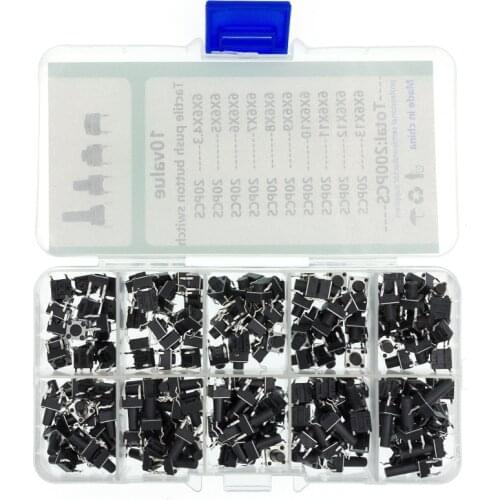 10 models 200pcs 6*6 Tact Switch Tactile Push Button Switch Kit, Height: 4.3MM~13MM DIP 4P micro switch 6x6 Key switch