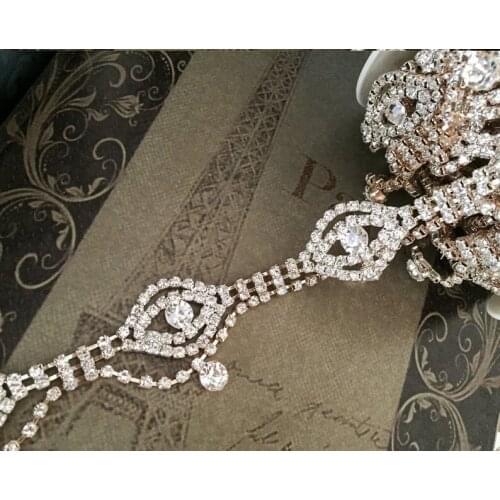 10Yards Rhinestone Trim Sewing On Rhinestone Chain Trim Gold Silver Rose Gold Cup Chain Trimming DIY Wedding Supplies