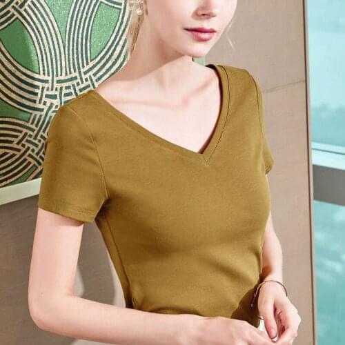 2021 European and American high-quality simple summer hot-selling leisure short-sleeved womens pure cotton T-shirt